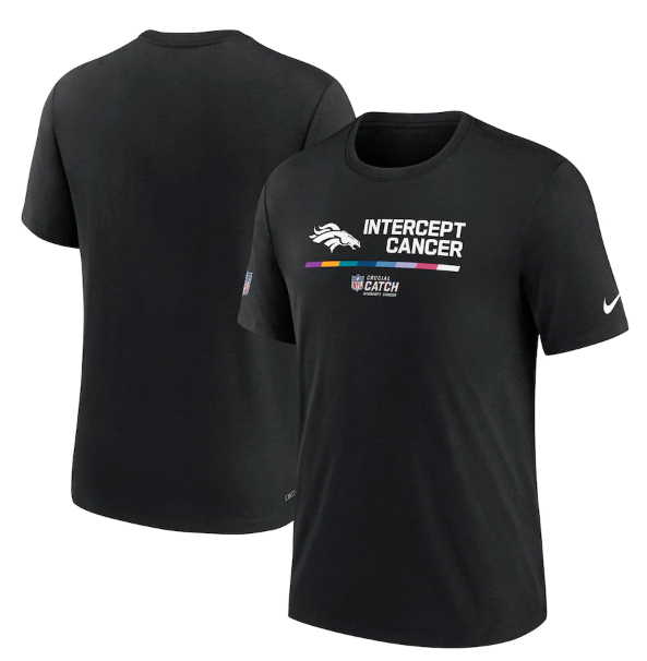 Men's Denver Broncos 2022 Black Crucial Catch Performance T-Shirt